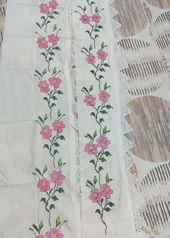 Pembe Nakışlı El İşi Dantel Kenar - Görsel 4