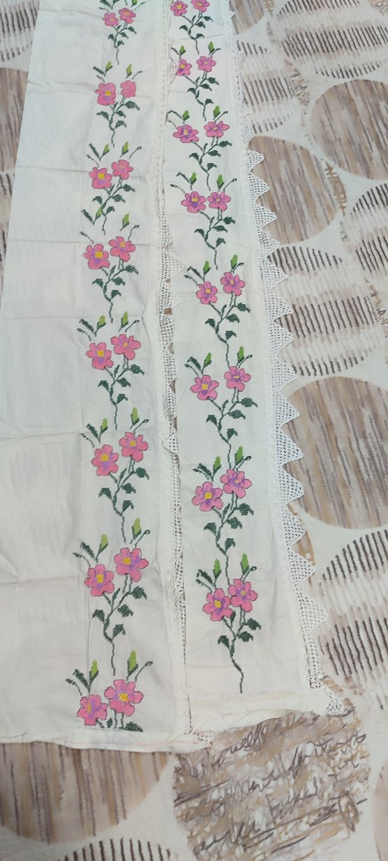 Pembe Nakışlı El İşi Dantel Kenar - Görsel 4