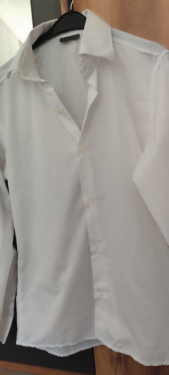 Düğmeli Beyaz Erkek Gömlek - Görsel 2