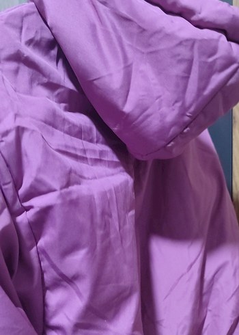 Kapüşonlu Mor Kız Çocuk Mont - Görsel 3