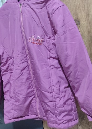 Kapüşonlu Mor Kız Çocuk Mont - Görsel 2