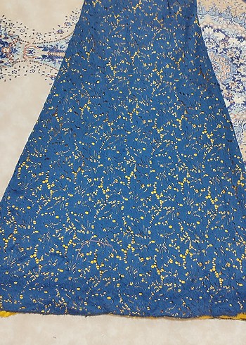 Mavi Uzun Kollu Bohem Kadın Elbisesi - Görsel 8