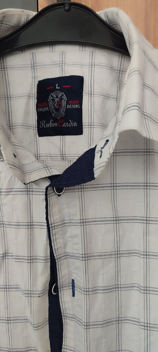 Erkek Beyaz Gri Kareli Uzun Kollu Gömlek - Görsel 3