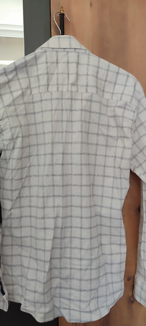 Erkek Beyaz Gri Kareli Uzun Kollu Gömlek - Görsel 4