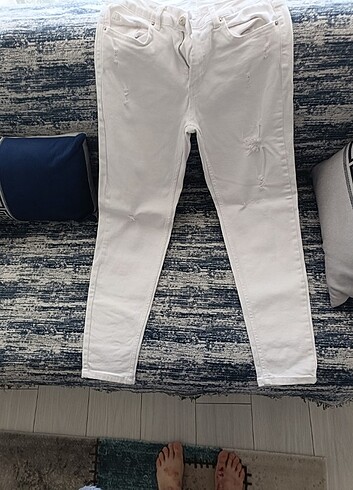 Kadın Beyaz Jean Pantolon