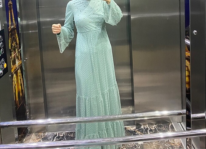 36 Beden Mint yeşili elbise