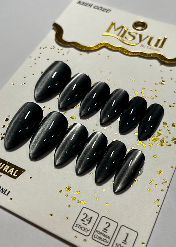 Misyul Siyah Kendinden Yapışkanlı Takma Tırnak - Görsel 2