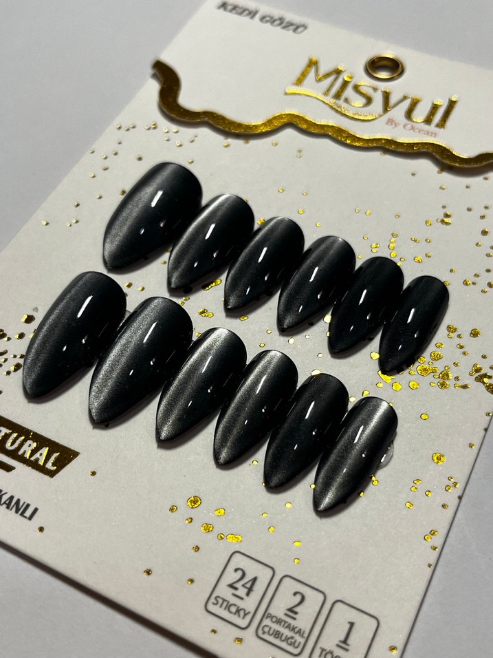 Misyul Siyah Kendinden Yapışkanlı Takma Tırnak - Görsel 2