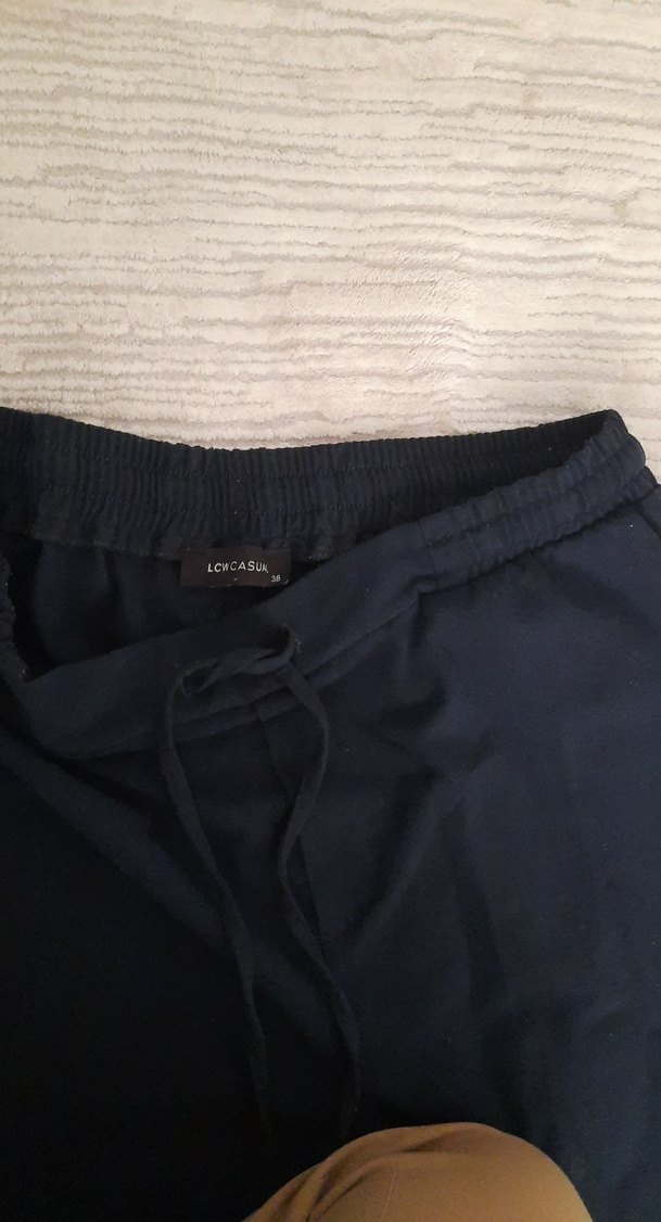 38 beden Lacivert  lastikli bağcıklı kadın  pantalon - Görsel 3