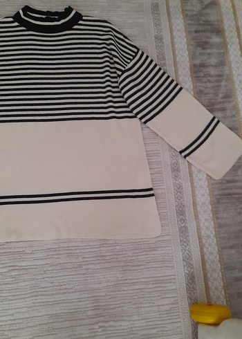 siyah-Beyaz çizgili lcw m-l triko tunik - Görsel 2