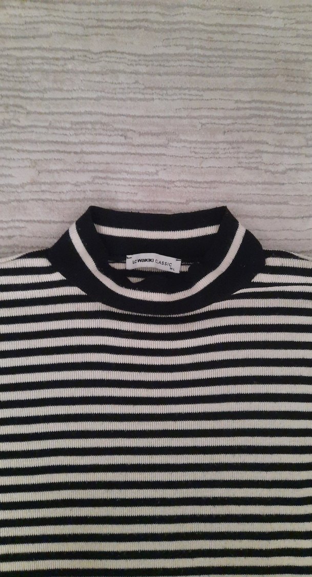 siyah-Beyaz çizgili lcw m-l triko tunik - Görsel 3