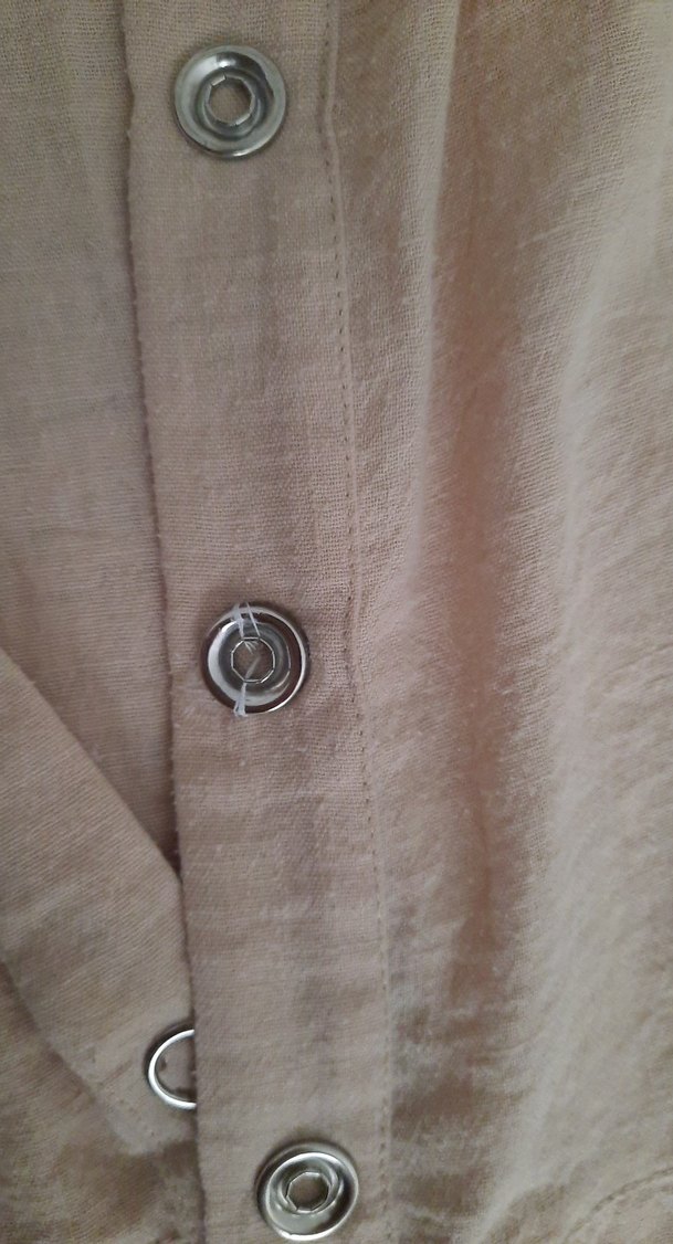 Bej Uzun Kollu Keten Kadın tunik yazlık - Görsel 4