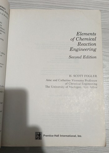 Elements of Chemical Reaction Engineering - Görsel 2