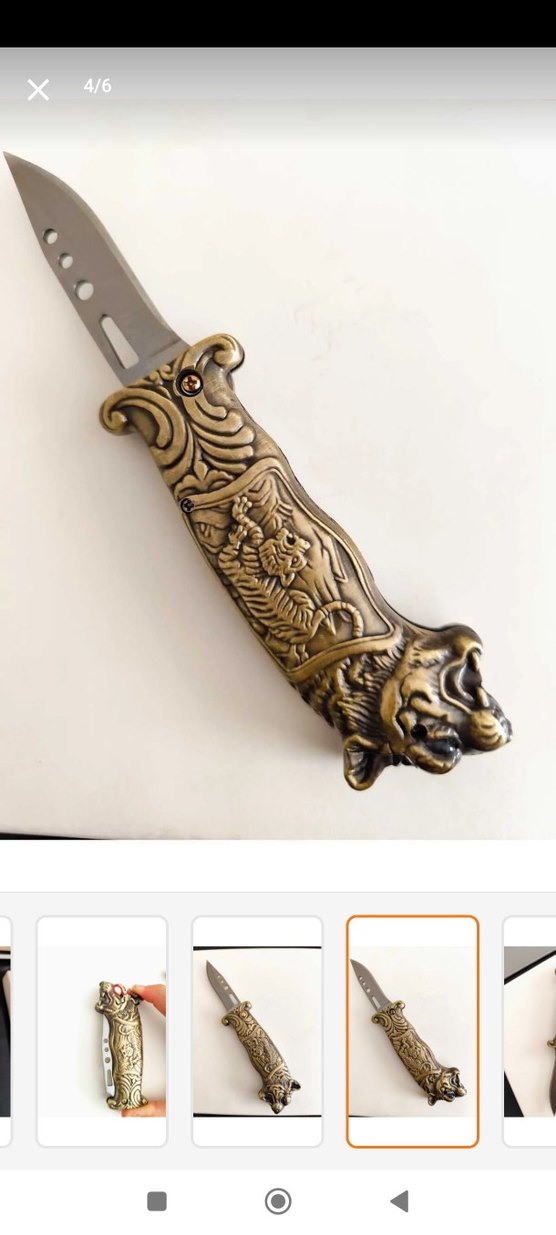 Ejderha Figürlü Altın Renk Çakmaklı Çakı - Görsel 4