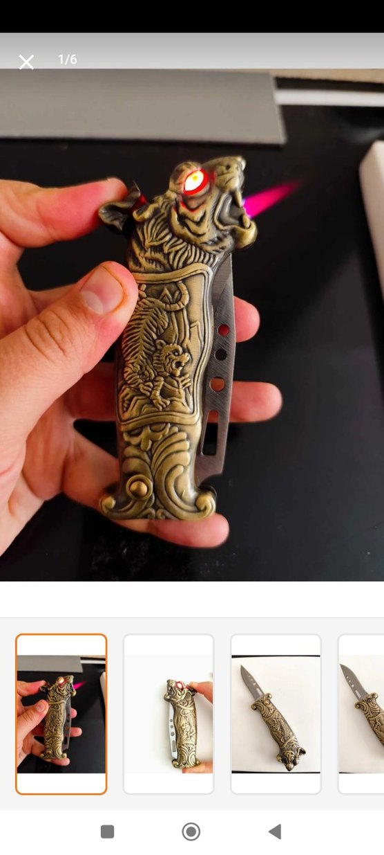 Ejderha Figürlü Koyu Altın Renkli cakmak - Görsel 5