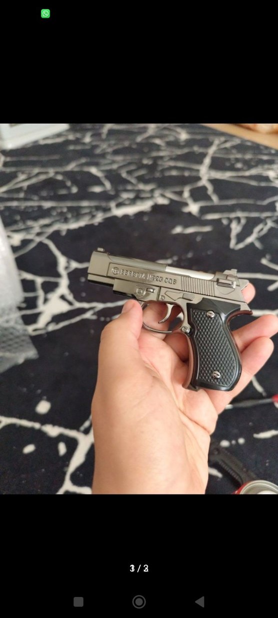 Renkli Detaylı Gri Oyuncak Tabanca - Görsel 2