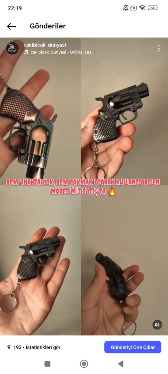 Anahtarlık ve Çakmak Fonksiyonlu Siyah Tabanca - Görsel 2