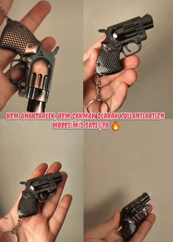 Anahtarlık ve Çakmak Görevli Siyah Tabanca - Görsel 2