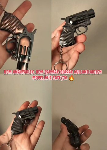 Anahtarlık ve Çakmak Görevli Siyah Tabanca - Görsel 3