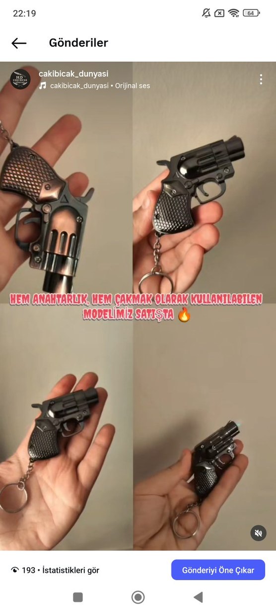 Anahtarlık ve Çakmak Görevli Siyah Tabanca - Görsel 2