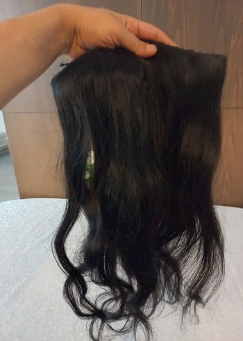 şac peruk gerçek saç yarım ay şeklinde 2 adet yanlar var 43cm - Görsel 5