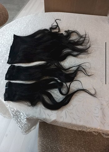 şac peruk gerçek saç yarım ay şeklinde 2 adet yanlar var 43cm - Görsel 2