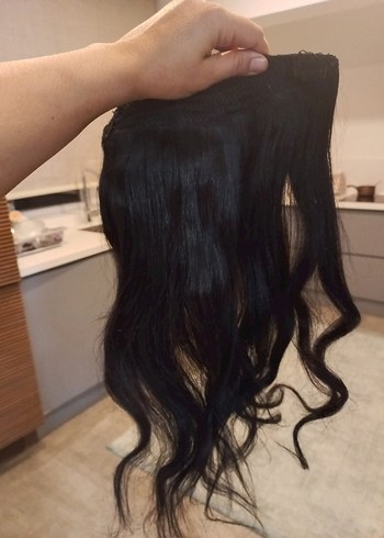 şac peruk gerçek saç yarım ay şeklinde 2 adet yanlar var 43cm - Görsel 4