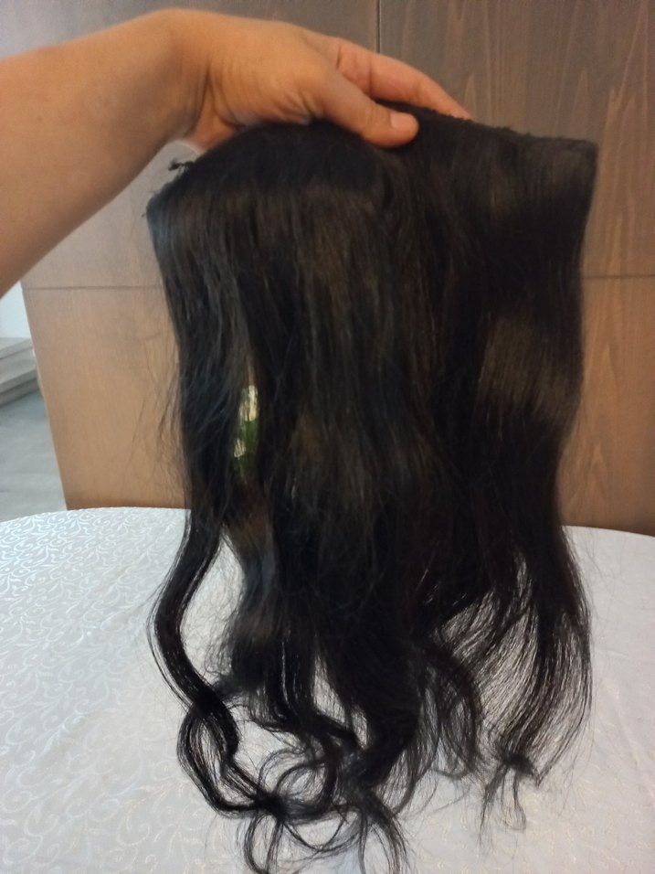 şac peruk gerçek saç yarım ay şeklinde 2 adet yanlar var 43cm - Görsel 5