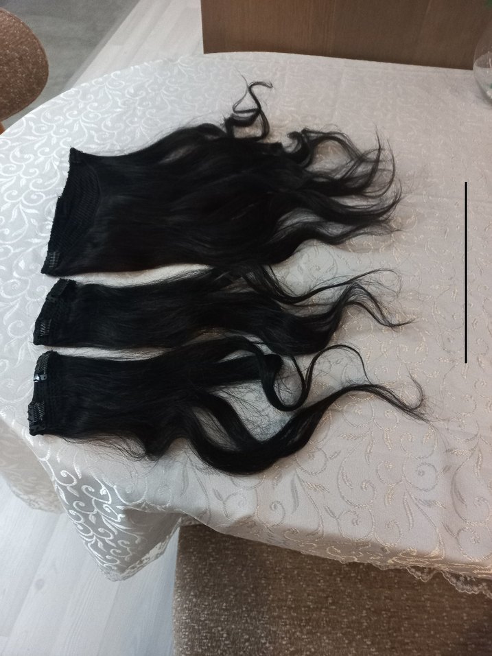 şac peruk gerçek saç yarım ay şeklinde 2 adet yanlar var 43cm - Görsel 2