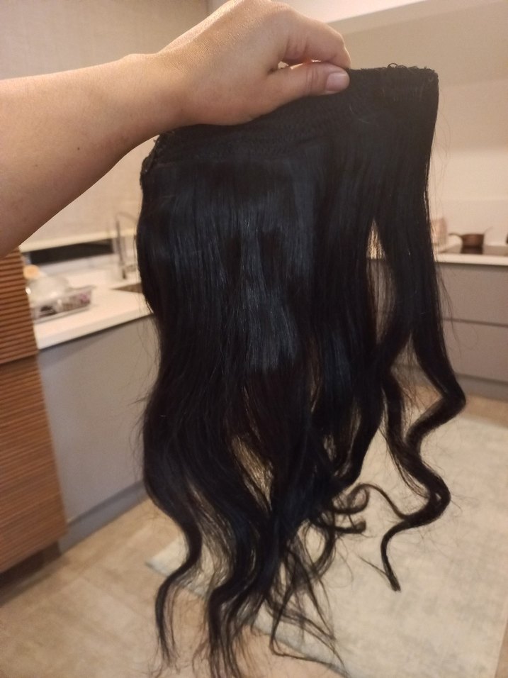 şac peruk gerçek saç yarım ay şeklinde 2 adet yanlar var 43cm - Görsel 4