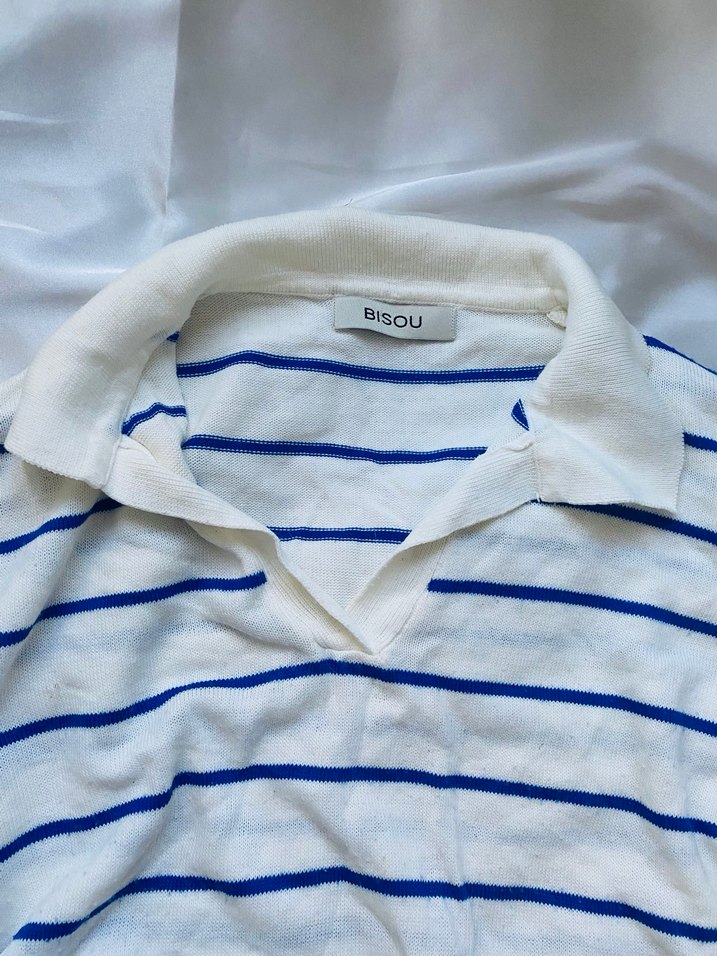 Kadın Beyaz Çizgili Uzun Kollu Triko - Görsel 3