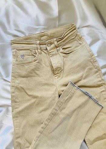Bej Midi Kadın Kot Pantolon - Görsel 3