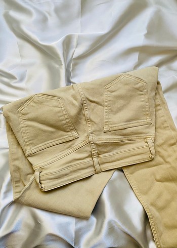 Bej Midi Kadın Kot Pantolon - Görsel 6