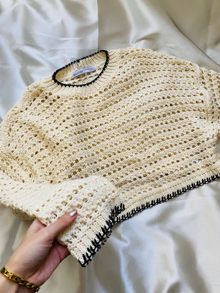 bershka Beyaz Örgü Kadın Kazak - Görsel 3