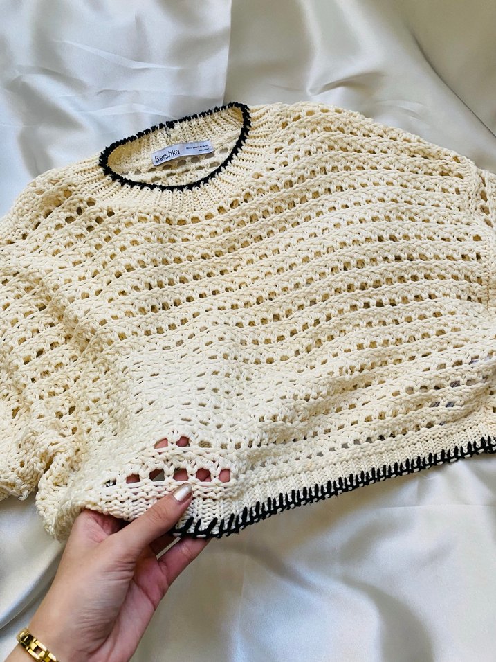 bershka Beyaz Örgü Kadın Kazak - Görsel 4
