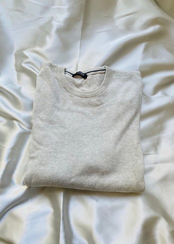 Gri Kadın Uzun Kollu Keten Basic Kazak - Görsel 5