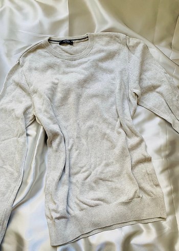 Gri Kadın Uzun Kollu Keten Basic Kazak - Görsel 4