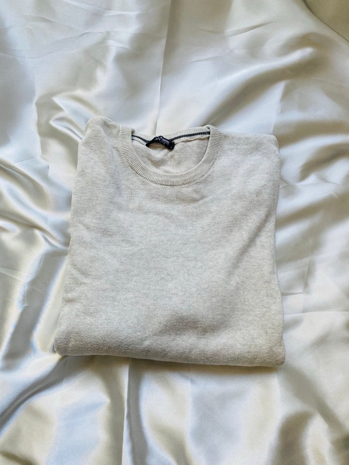 Gri Kadın Uzun Kollu Keten Basic Kazak - Görsel 5