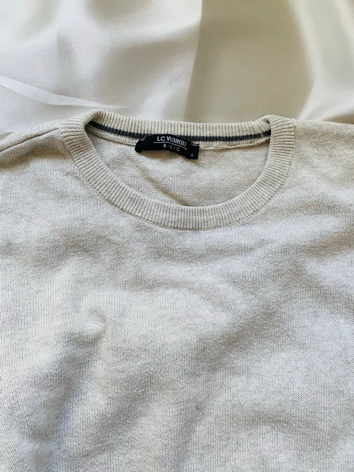 Gri Kadın Uzun Kollu Keten Basic Kazak - Görsel 3