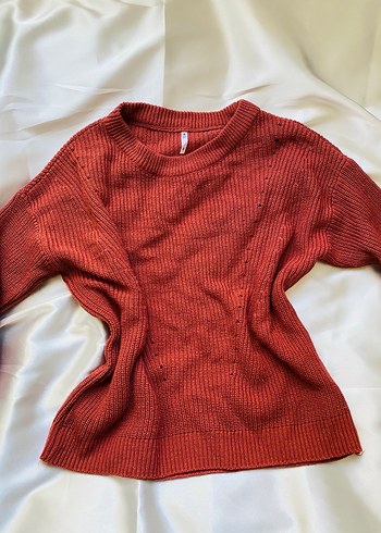 Kırmızı Örgü Kadın Kazak - Görsel 3