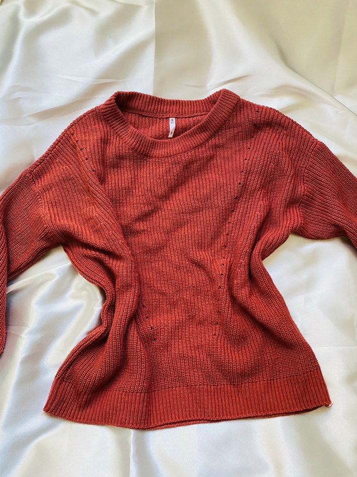 Kırmızı Örgü Kadın Kazak - Görsel 3