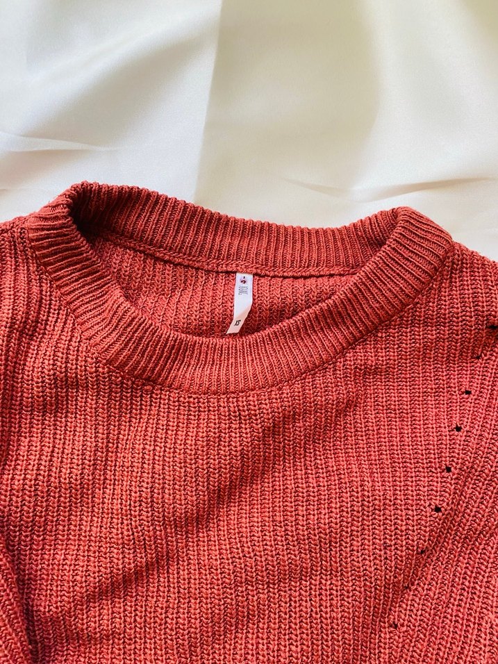 Kırmızı Örgü Kadın Kazak - Görsel 4