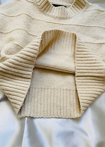 Mango Bej Kadın Kazak, Yuvarlak Yaka, Salaş - Görsel 6