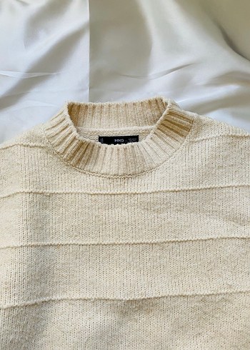 Mango Bej Kadın Kazak, Yuvarlak Yaka, Salaş - Görsel 4