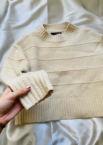 Mango Bej Kadın Kazak, Yuvarlak Yaka, Salaş - Görsel 2