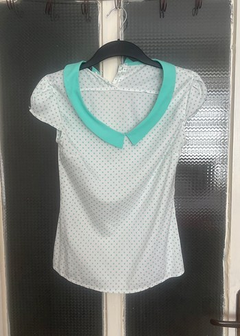 Turkuaz Yaka Detaylı Hamile Bluzu - Görsel 2