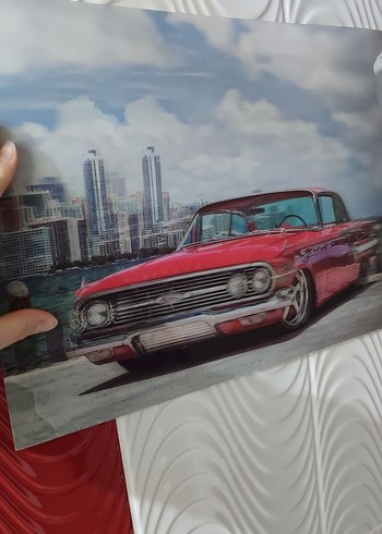 Parlak Kırmızı Oyuncak Araba şeklinde tablo - Görsel 2