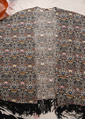 Çok Renkli Bohem Örgü Kimono