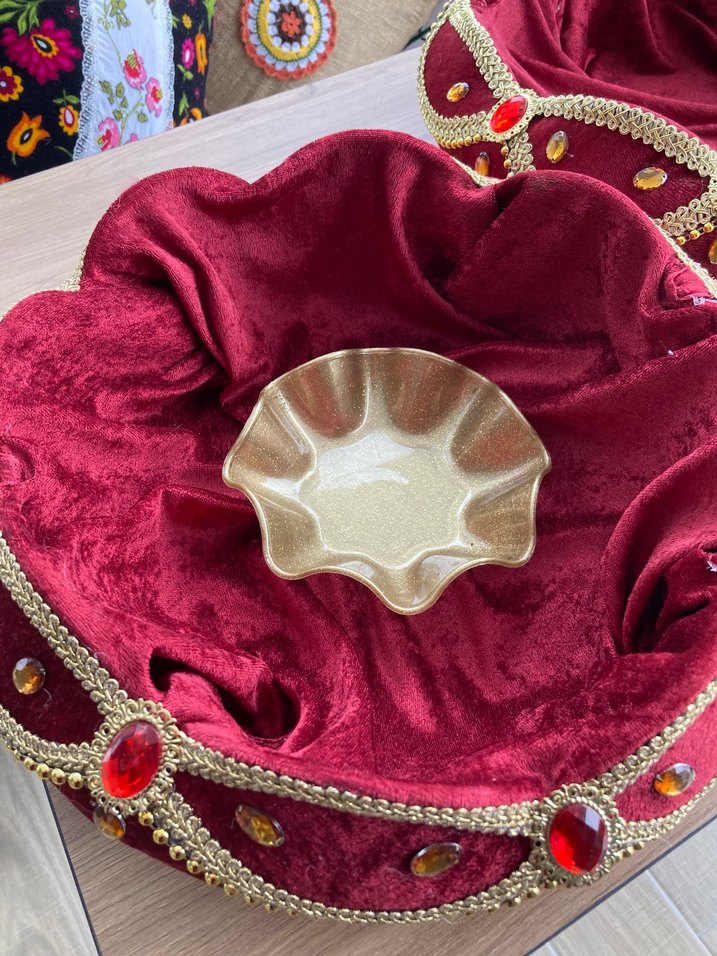 Kırmızı Kadife Taşlı kına tepsisi - Görsel 2