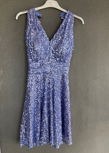 Payetli elbise mavi - Görsel 3